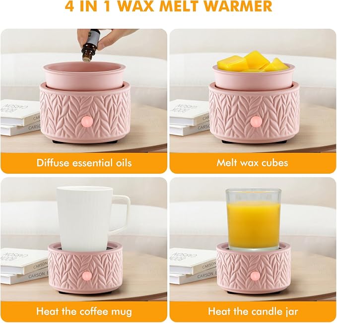 EQUSUPRO Wax Melt Warmer for Scented Wax Melts- Electric 4 in-1 Ceramic Candle Wax Warmer Burner Fragrance Wax Melter for Home Office Bedroom Living Room Decor & Gifts for Women