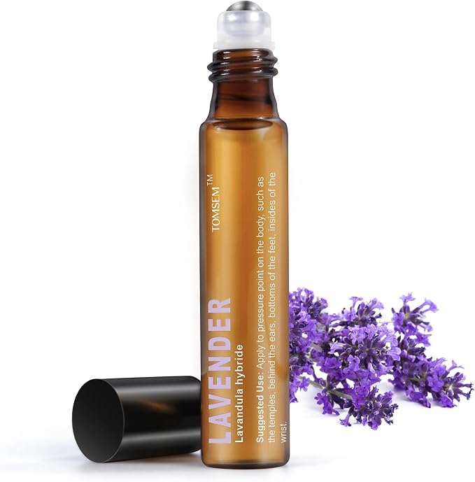 French Lavender Essential Oil Roll On, Pure Lavender Rollerball with Carrier Oils, Aromatherapy Roll On for Daily Relaxation, Easy Apply on Wrists, Temples & Neck, Travel Size 10ml