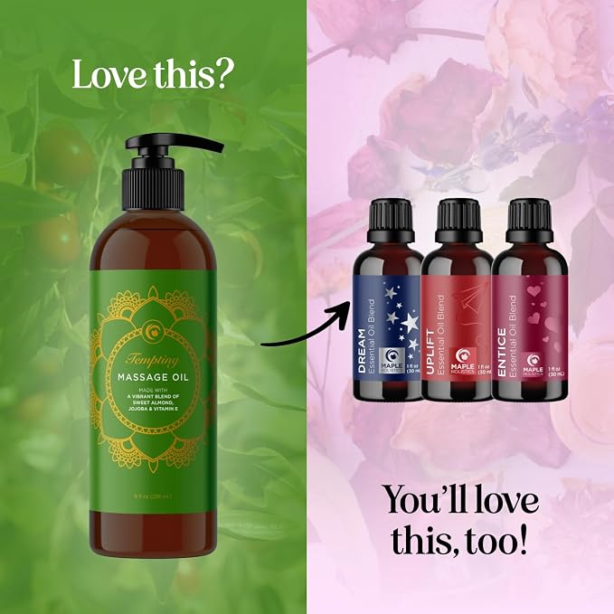 Luxurious Tropical Massage Oil for Couples - Easy Glide Non Greasy Sensual Massage Oil for Date Night with Silky Smooth Sweet Almond Oil Coconut and Jojoba - Vegan Non GMO & Gluten Free (8 Fl Oz)