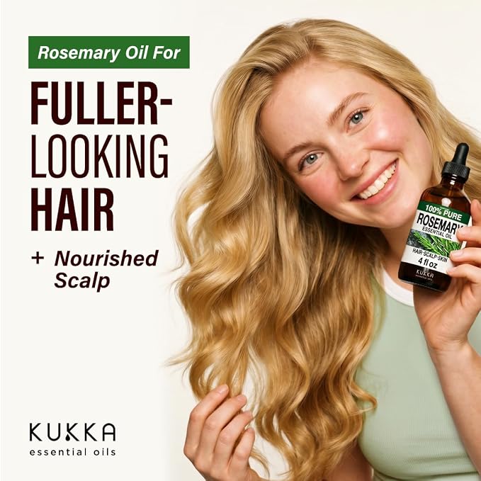 100% Pure Rosemary Oil - 4 Fl Oz Rosemary Essential Oil for Hair, Skin, Diffuser, Aromatherapy & DIY Soap Making Scent