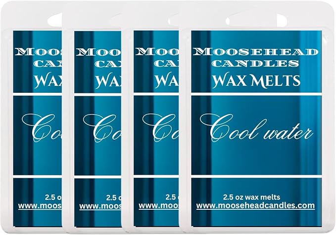 Cool Water Scented 4 Pack of Moosehead Wax Melts | Double Scented | Closest Replica You can get | 90's Men's Cologne icon | 24 Total Wax melt Cubes Highly Scented Soy Wax Blend Melts