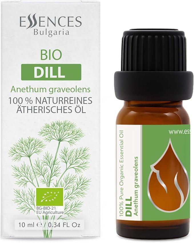 Essences Bulgaria Organic Dill Essential Oil 1/3 Fl Oz | 10ml | Anethum graveolens | 100% Pure and Natural | Undiluted | Therapeutic Grade | Family Owned Farm | Steam-Distilled | Non-GMO