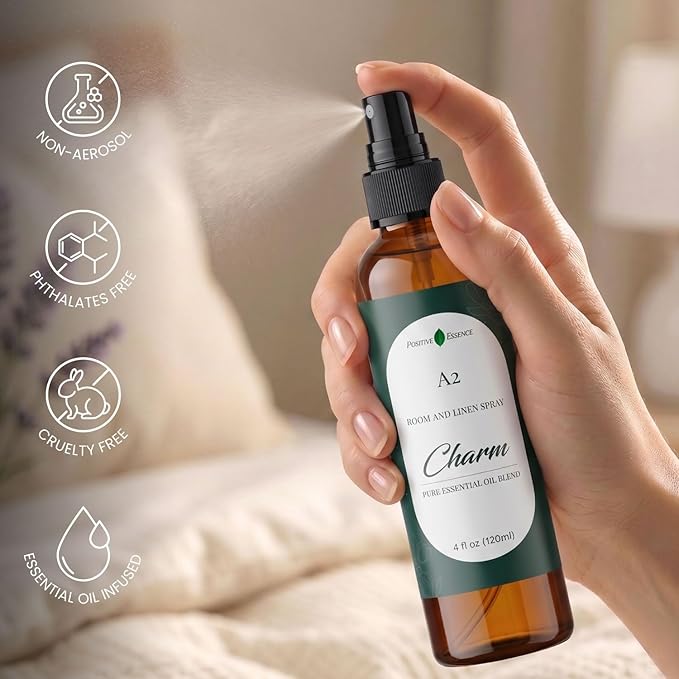 Natural Room & Linen Spray, A2 Charm – Essential Oil Blend Room Spray Made with Natural Vegan Ingredients, Fresh Home Fragrance Spray