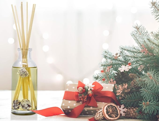 Urban Naturals Frosted Pinecones Holiday Scented Reed Diffuser Oil Gift Set | Pine, Cinnamon, Clove, Cedar Wood, Sandalwood and Vanilla Bean Scent Notes - 3.75 Ounces - Vegan - Made in the USA