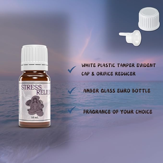 Aroma Depot Stress Relief Type Fragrance Oil 10ml for Candle Making, Soap Making, Diffusers, Massage Oils, Slime & DIY Crafts – Scented Aroma Oil in Amber Bottle