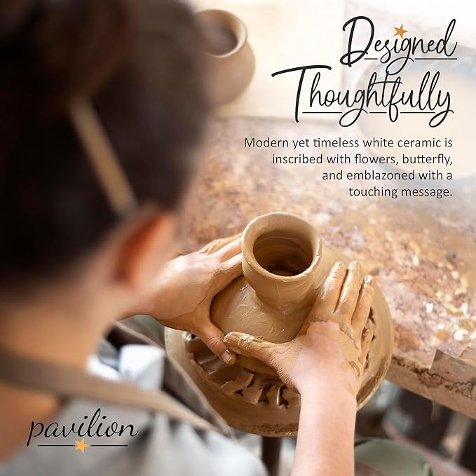 Pavilion Gift Company - 'In Memory, Light Remains' 19176 - White Ceramic Candle with Soy Wax in a Delicate Jasmine Scent, Thoughtful Sympathy, Remembrance, and Condolence Gift - 8 Ounces
