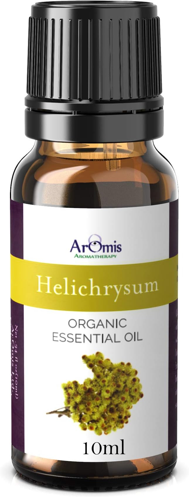 AROMIS Organic Helichrysum Essential Oil -Immortelle- Bulgarian - 100% Pure Therapeutic Grade 10mL (.34 Fl Oz), Undiluted, for Aromatherapy Diffuser