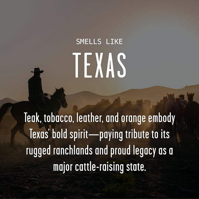 Texas Gifts, Texas Decor for Home - 'There's No Place Like Texas Candle, w/Teakwood, Tobacco & Rich Leather I Texas Souvenirs I Texas State Gifts I 9oz Jar, 50Hr Burn, USA Made