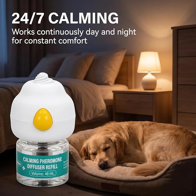 Dog Pheromone Calming Diffuser Kit – 10-Pack (4 Plugs + 6 Refills, 48mL Each), 180-Day Stress Relief for Dogs, Helps Reduce Anxiety, Barking, Separation, Thunderstorm & Travel Stress