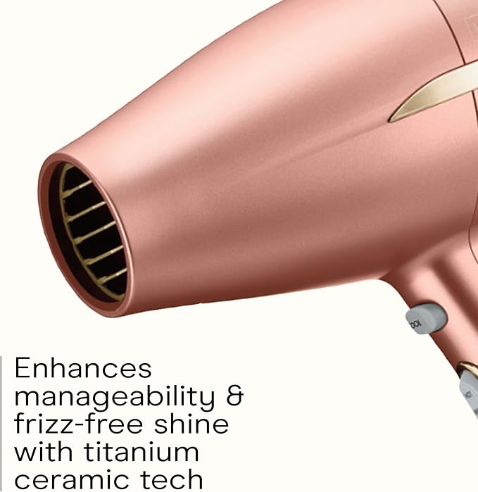 Conair INFINITIPRO BY Frizz Free Compact Hair Dryer ~ 2x the Shine 3x the Frizz Control, dusty rose, 1 Count
