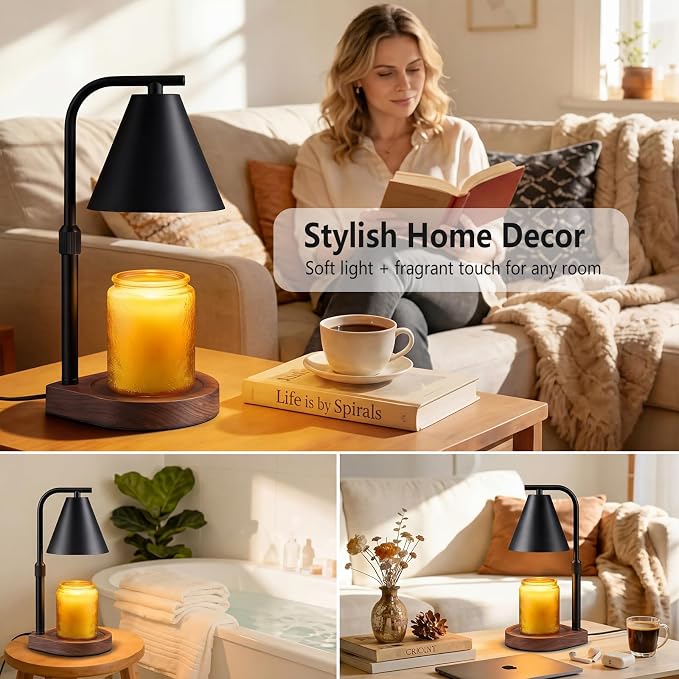 Candle Warmer Lamp with Timer & Dimmer- Electric Wax Melt Warmer with Adjustable Height for Scented Candles, Home Décor Fragrance and House Warming Birthday Gifts for Women Mom