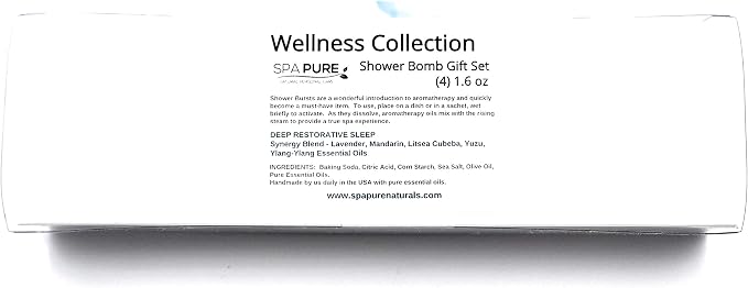 Spa Pure DEEP Restorative Sleep Aromatherapy Shower Steamers Bombs - Shower Bombs with Essential Oils – Unisex Bath Melts - Self Care and Relaxation Shower Steamer - Enjoy Spa at Home - (4 Count)