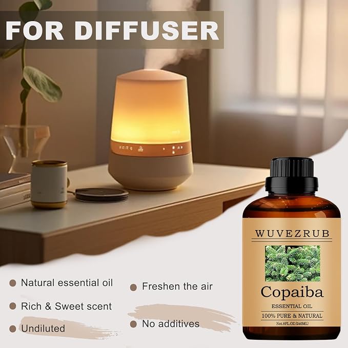 Copaiba Essential Oils, 240ML Pure and Natural Essential Oil for Aromatherapy Diffuser - Copaiba /8 Fl Oz