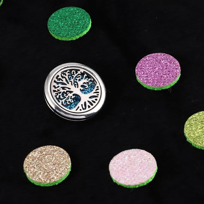 Essential Oil Diffuser Brooch, Aromatherapy Locket Brooch with 10 Pcs Refill Pads for Men Women (Tree of Life)