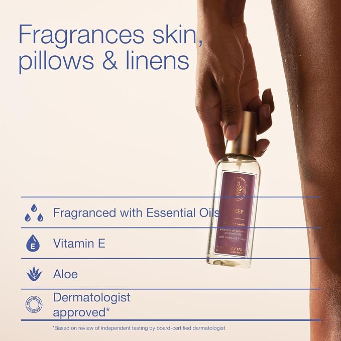 Bath & Body Works Aromatherapy Lavender Vanilla Essential Oil Mist, Body Spray with Vitamin E and Aloe, Pillow Spray for Calming Bedtime Relaxation, 5.3 fl oz - 2 Pack
