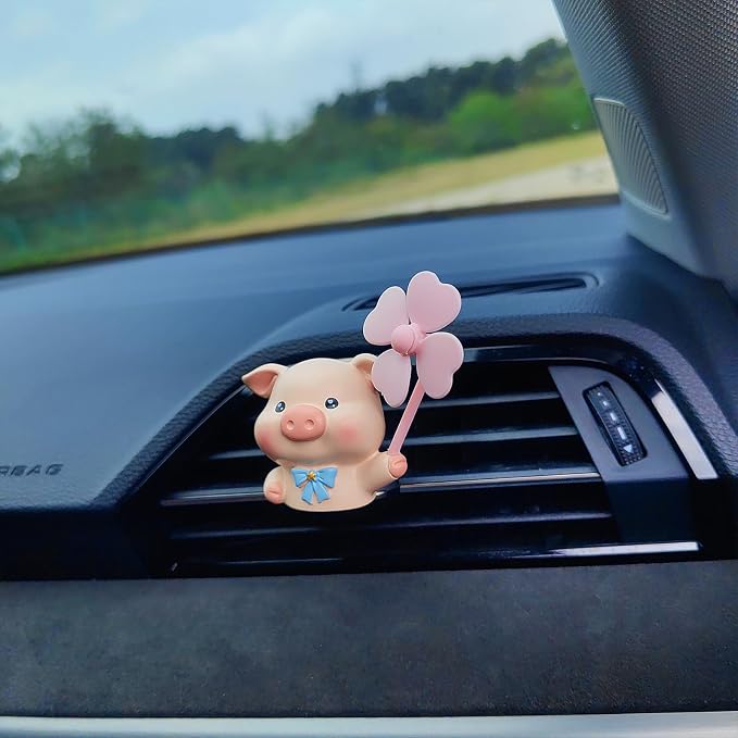 Cute Car Air Freshener Vent Clips, 3D Animal with Mini Fan Diffuser Vent Clip, Air Conditioning Decoration Car Accessories for Women and Men