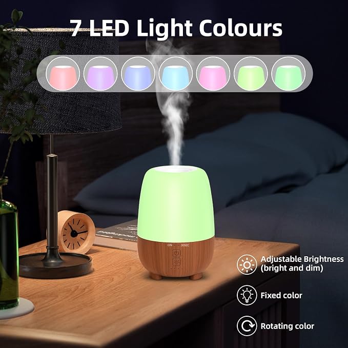 SPLITSKY Rechargeable Battery Essential Oil Diffuser 150ML, Portable Cordless Aromatherapy Diffuser, 7-Color LED Light, 7 Hours Run Time, Quiet Design, Safe Auto Shut-Off, for Office, Home, Outdoor