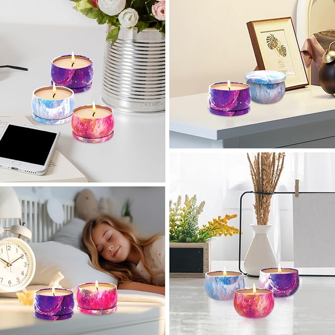 3 Pack Small Decorative Scented Candle Set, Strong Bergamot & Vanilla & San Diego Black Berries, Soy Candles, Non-Toxic, for Home Decor & Aromatherapy, Baby Shower Prizes