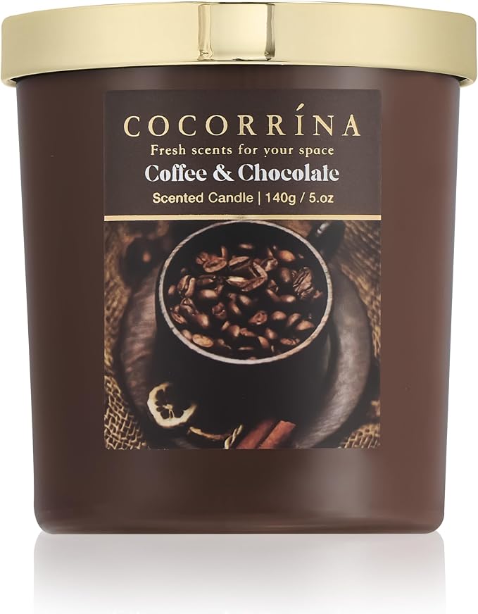 COCORRÍNA Fall Candles - Coffee & Chocolate 5 oz Soy Wax Scented Jar Candles for Home Scented, 31 Hours Burn Time, Aromatherapy Candle Gifts for Men Women