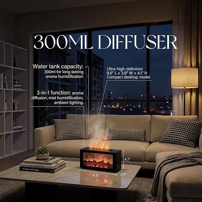 300ML Essential Oils Diffuser with Remote Control- Aromatherapy Aroma Humidifier, Upgrade 7 Colors Noiseless -Quiet Ultrasonic Aromatherapy Device with 7-Color LED Night Light Home