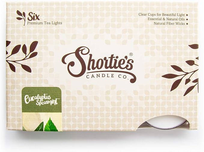 Eucalyptus Spearmint Premium Tealight Candles - Highly Scented with Essential & Natural Oils - 6 White Tea Lights - Beautiful Candlelight - Made in the USA - Fresh & Clean Collection