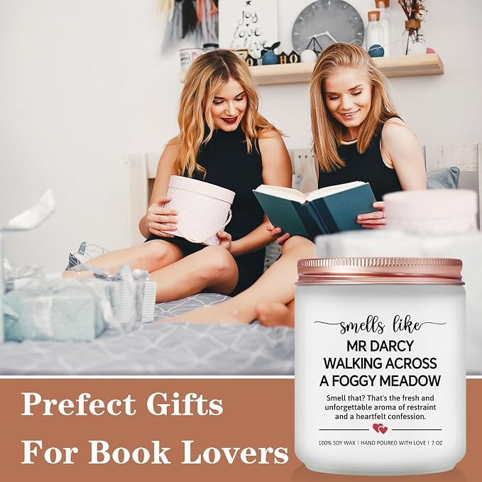 Pride and Prejudice Gifts, Pride and Prejudice Merch - Mr Darcy Gift for Book Lovers, Readers, Bookish, Reading, Bookworm - Ideal Gift for Jane Austen Fans - Lavender Scented Candle