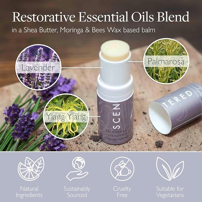 Scentered Sleep Essentials Travel Sleep Gift Set - Aromatherapy Sleep Well Balm, Luxury Silk Eye Mask & Ear Plugs for Sleeping - Lavender Essential Oil Blend - Self-Care Gifts for Women