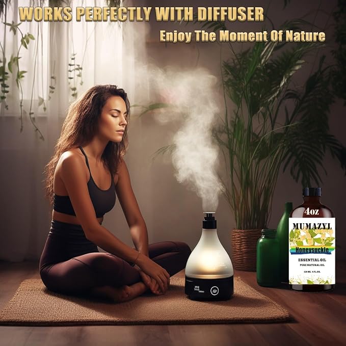 Honeysuckle Essential Oil, Honeysuckle Oil 4 Fl Oz 120ML for Diffuser Humidifier Yoga Cleaning DIY Candle Soap Making MUMAZYL Essential Oils