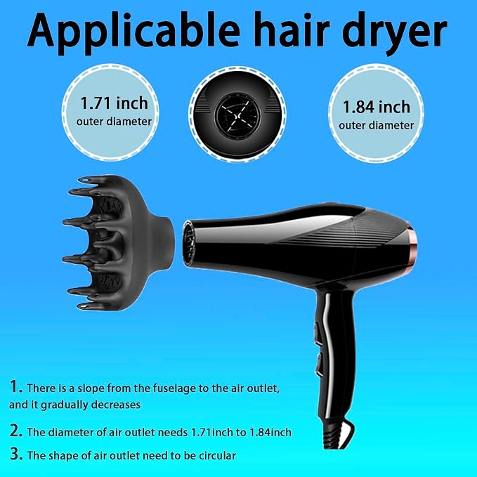 Black Orchid Hair Diffuser, Hair Dryer for BlowDryers with 1.7-1.8 inch Diameter Nozzle, suitable for Curlyand Wavy Hair-Softness and Control Blow-out hair is softerfluffier