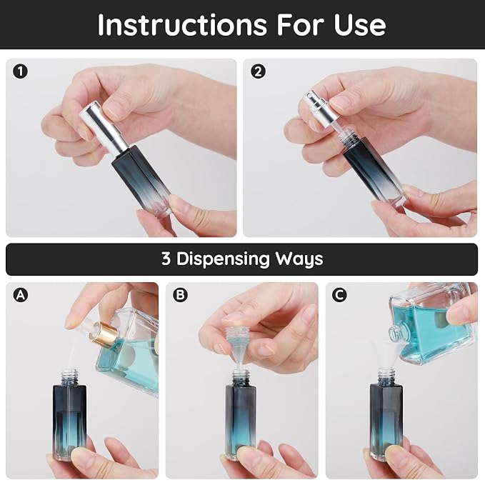 Segbeauty 10pcs Perfume Travel Refillable, 10ML Glass Spray Bottles Perfume Atomizer, Mini Travel Size Dispenser Bottle Set Atomizer Sprayer for Cologne Toiletries Cosmetic Container Spray Bottle
