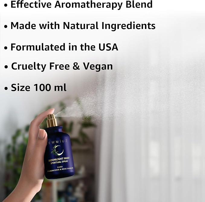 Clearing Sage Smudge Spray Mist Spiritual Aromatherapy for Stress Relief Success Prosperity Frankincense Rose Natural Essential Oils Destress Gift