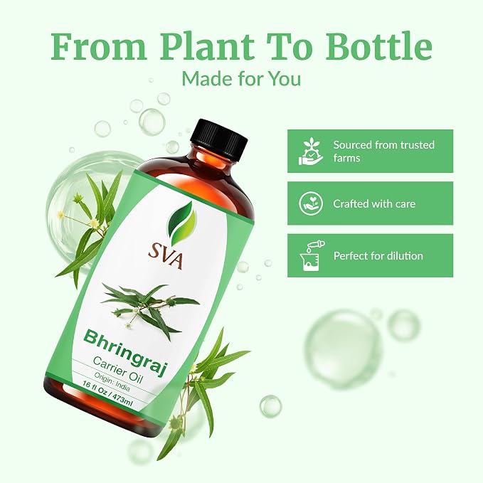 SVA Bhringraj Oil - 16 Fl Oz - for Face, Skin Care, Hair Care, Scalp Massage & Body Massage