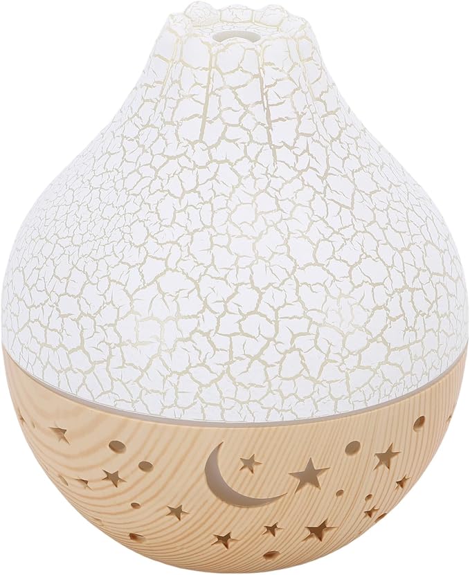 Cryfokt Essential Oil Diffuser, Auto Shut Off 7 Color LED Lights Aromatherapy Diffuser, USB Humidifier with Quiet Operation for Home Office Bedroom Yoga (White Crack Light Wood Grain)