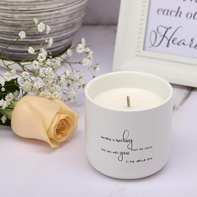 Sympathy Candle for Loss - Sending a Tight Hug Memorial Gift - Lime Basil Mandarin - 40H Soy Wax Remembrance, Bereavement, Grief & Condolence Keepsake