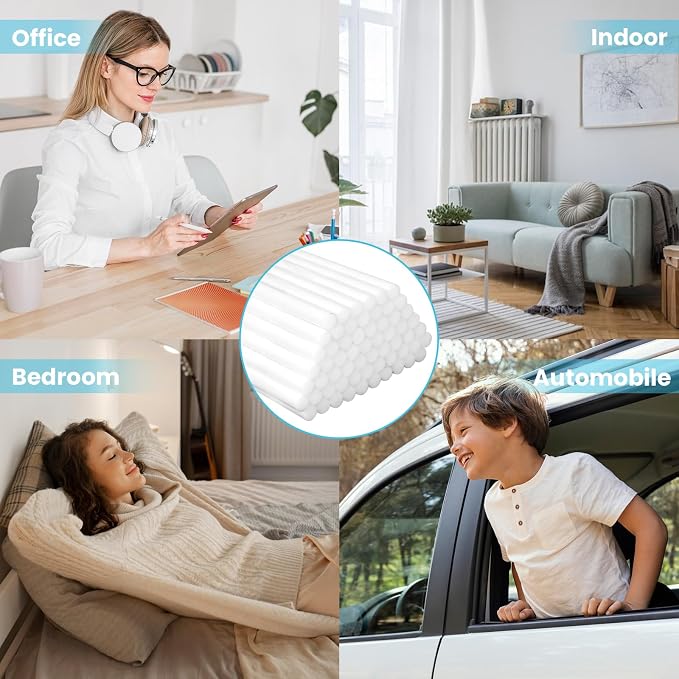 60PCS Humidifier Stick Filter Refill 4 Inch – Universal Cotton Replacement Wicks, Rapid Absorption Fits Mini Portable USB Cool Mist Diffusers, Car Travel Humidifiers, Home Bedroom Office Use