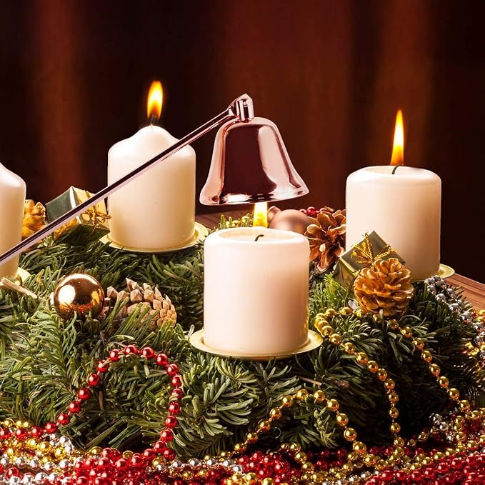 Candle Snuffer,Rose Gold Metal Candlesnuffers Wick Snuffer Candle Accessory with Long Handle for Putting Out Extinguish Candle Wicks Flame Safely