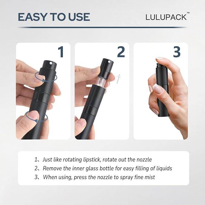 Lulupack Travel Perfume Bottle Refillable - Cologne Spray Atomizer Mini - Small Travel Size Empty Sprayer for Refill Sample Container - Portable Fragrance Decant Dispenser for Women Men 8ml 6PCS Green