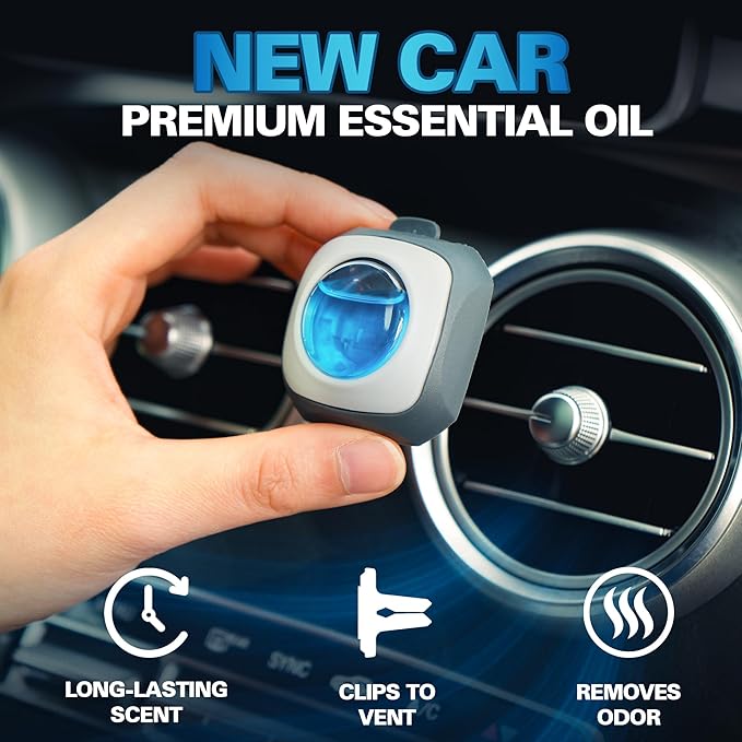 Air Jungles New Car Scent Car Air Freshener Vent Clip, 6 Count Long Lasting Up to 180 days, Natural Essential Oil Car Fragrance Accessories for Women and Men, Odor Eliminator -4ml Each