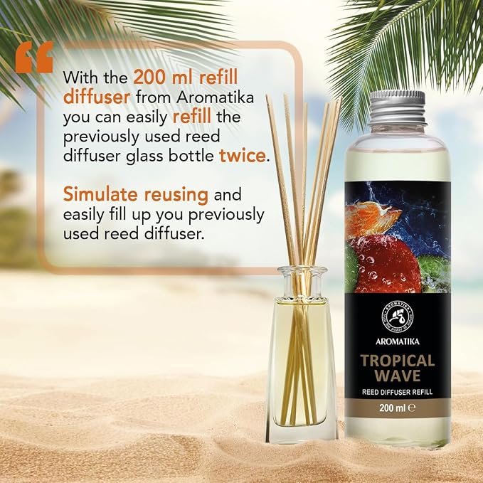 Tropical Wave Refill Reed Diffuser 6.8 Fl Oz - Room Diffuser Refill - Home Fragrance - Room Freshener - Fresh and Long Lasting Fragrance