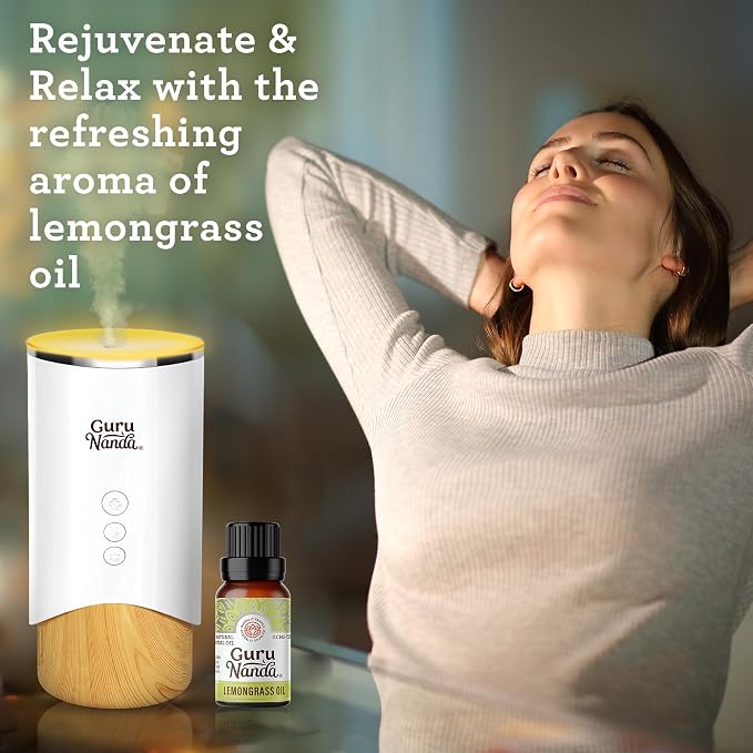 GuruNanda Lemongrass Essential Oil (0.5 Fl oz), 100% Pure, Undiluted Aromatherapy Oil for Diffusers