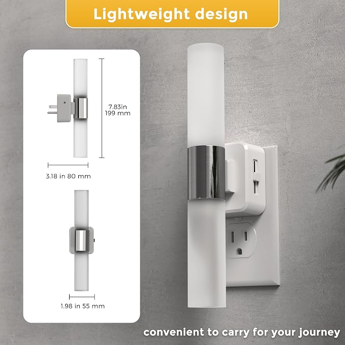 L LOHAS LED Night Light, Night Lights Plug into Wall, 3000K Soft White, 0-100LM Adjustable Brightness, 180° Rotating Plug in Night Light with Auto Light Sensor for Bathroom, Bedroom(Matte White)