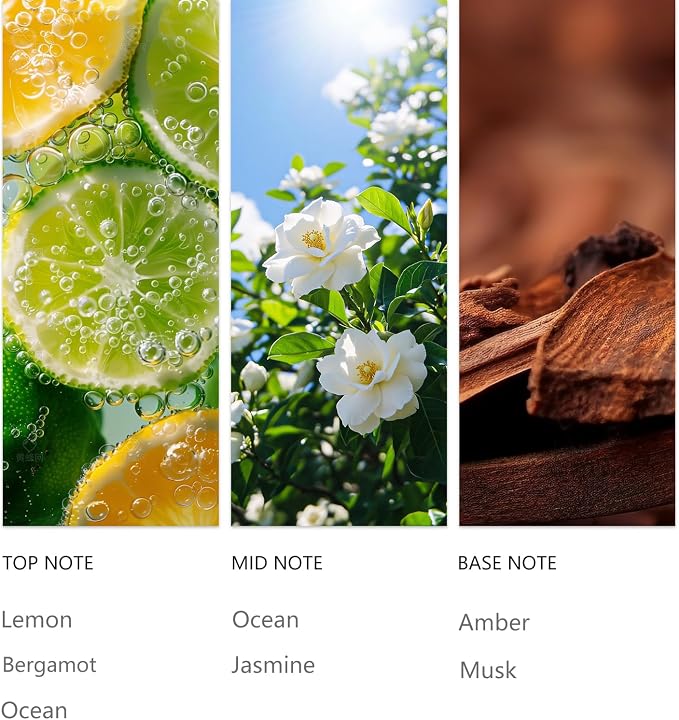 Waterless Essential Oil 20ml Blue Crystalline Hotel Scent- Lemon, Bergamot, Ocean, Jasmine, Amber& Musk Fragrance for Home, Hotel, Office, Car Aroma Scent Oils for Diffusers