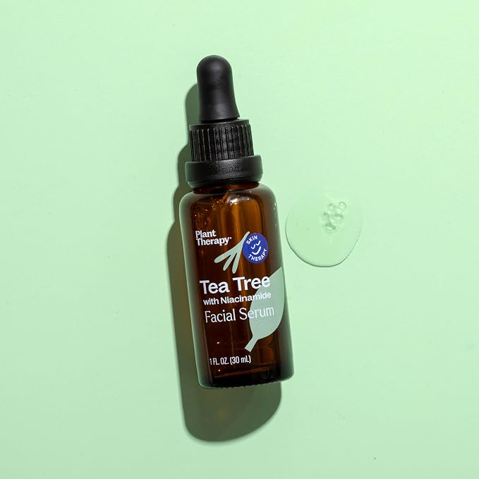 Plant Therapy Tea Tree with Niacinamide Facial Serum 1 oz with Tea Tree Essential Oil, Witch Hazel, and Willow Bark, Excellent for Problem Skin While Creating Healthy, Clear Skin