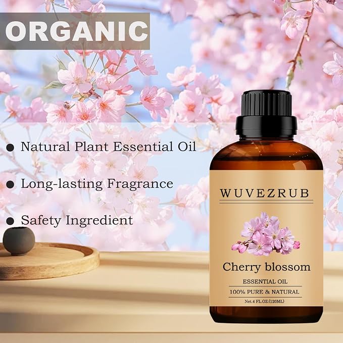 Cherry Blossom Essential Oils, 120ML Pure and Natural Essential Oil for Aromatherapy Diffuser - Cherry Blossom /4 Fl Oz