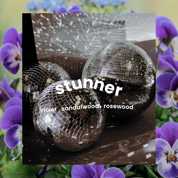 Moodcast Stunner Scented Candle - Aesthetic Candle for Home, Sandalwood, Violet & Rosewood, Clean Coco Wax Blend, Vegan, Paraben Free, 45-Hour Long Lasting Burn - 8oz