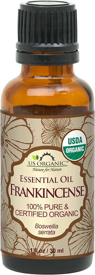 US Organic 100% Pure Frankincense Essential Oil, USDA Certified Organic, Steam Distilled, Boswellia serrata, Sourced from India, Topically or in Diffuser, Perfect for Aging Skin, All skin type (30 ml)