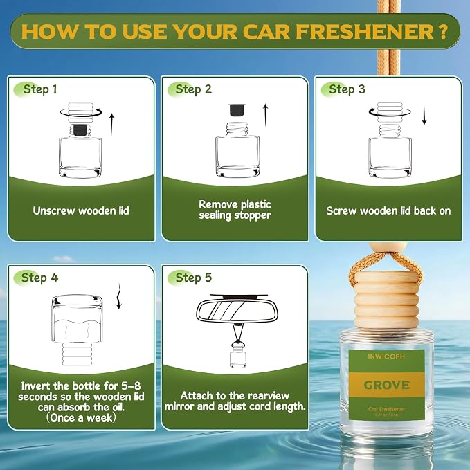 Car Air Freshener Diffuser Hanging, Grove Fragrance Oil
