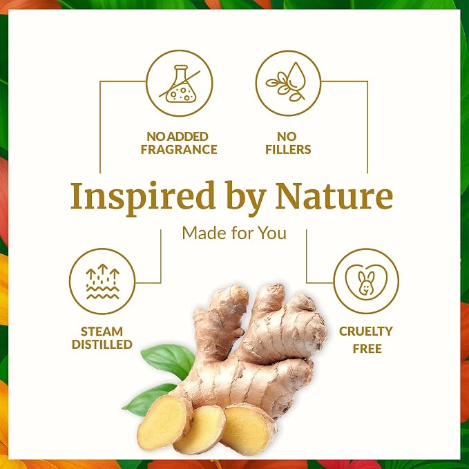 SVA Ginger Essential Oil – 4 Fl Oz – 100% Natural Ginger Oil - for Diffuser, Hair Care, Face, Skin Care, Aromatherapy, Scalp and Body Massage, Soap and Candle Making – with Dropper