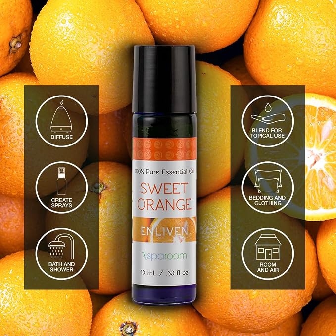 SpaRoom Aromatherapy 100% Pure Essential Oils for Diffusers and Air Freshners, Enliven Sweet Orange, 10 mL