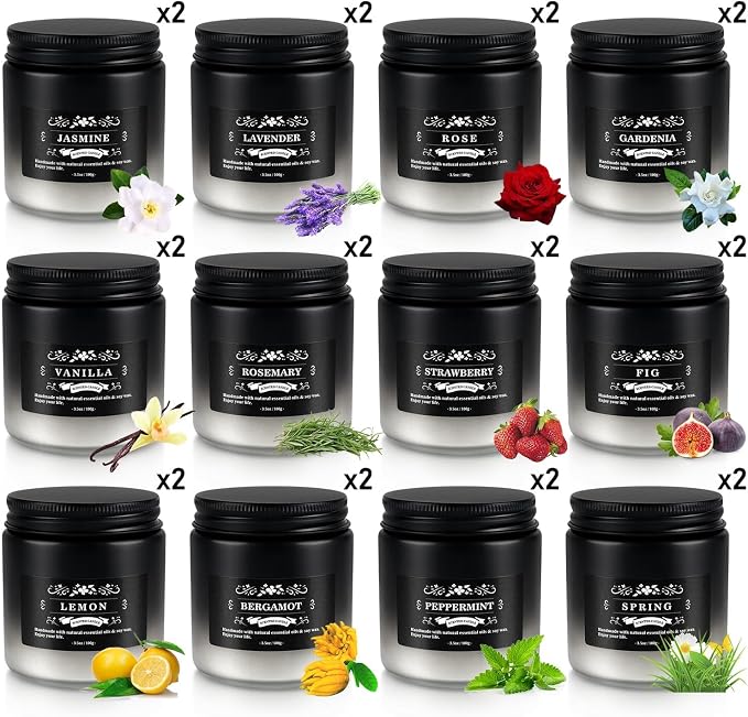Scented Candles Set - 24 Pack Black&White Men Candles for Home Scented, 3.5 oz, Aromatherapy Soy Candle Gifts Set for Men, Birthday, Valentine, Anniversary, June Holiday Present for Him, Dad, Husband
